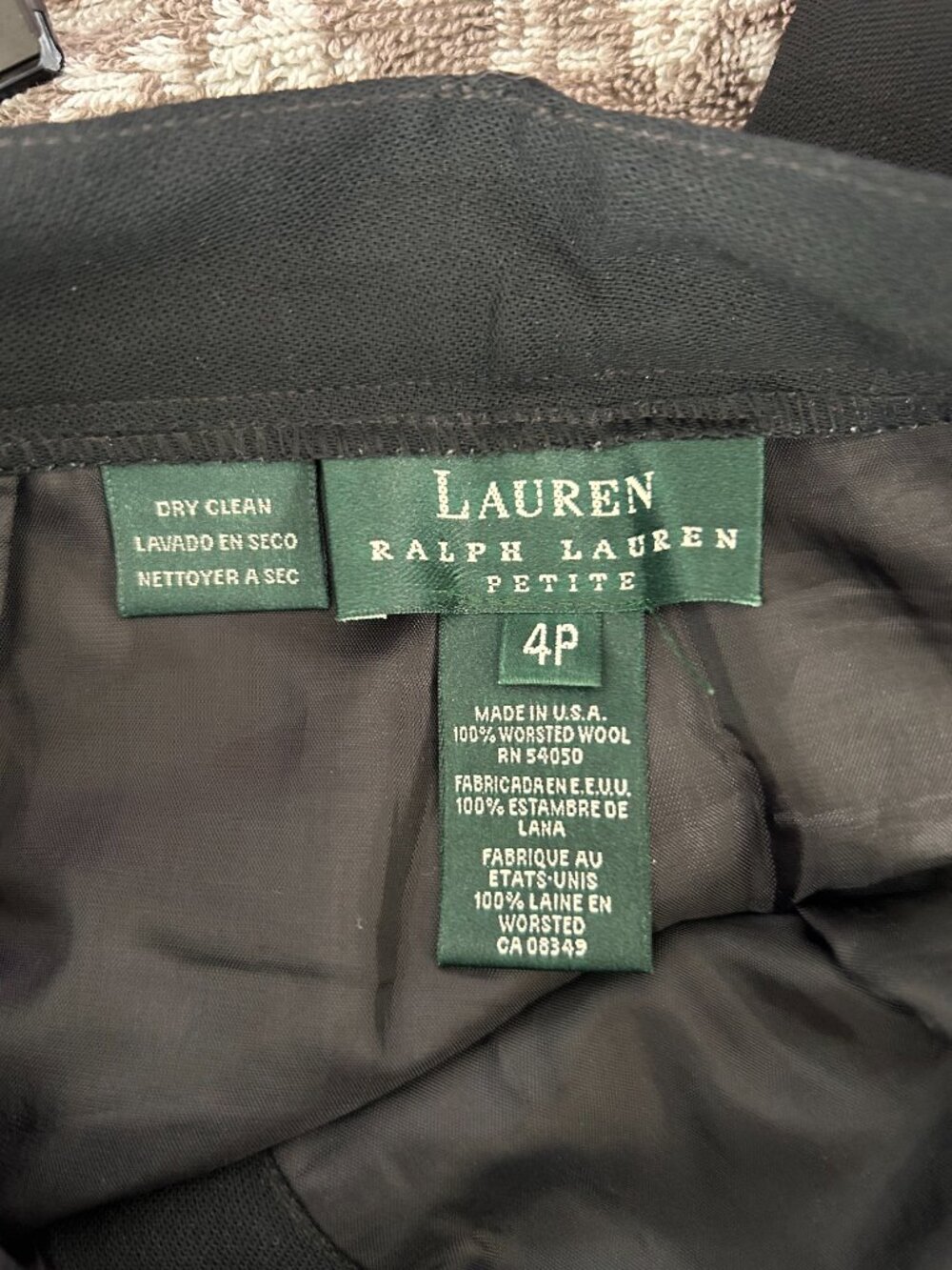 Vintage Lauren Ralph Lauren Petite 100% Worsted Wool Pleated Cuffed Pants Black - Picture 5 of 8